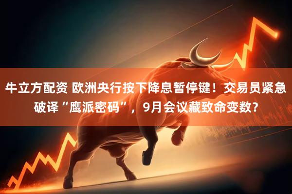 牛立方配资 欧洲央行按下降息暂停键！交易员紧急破译“鹰派密码”，9月会议藏致命变数？